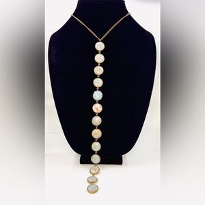 Lena Bernard Brass 18” Gemline Lariat Necklace W/Toggle Closure Excellent